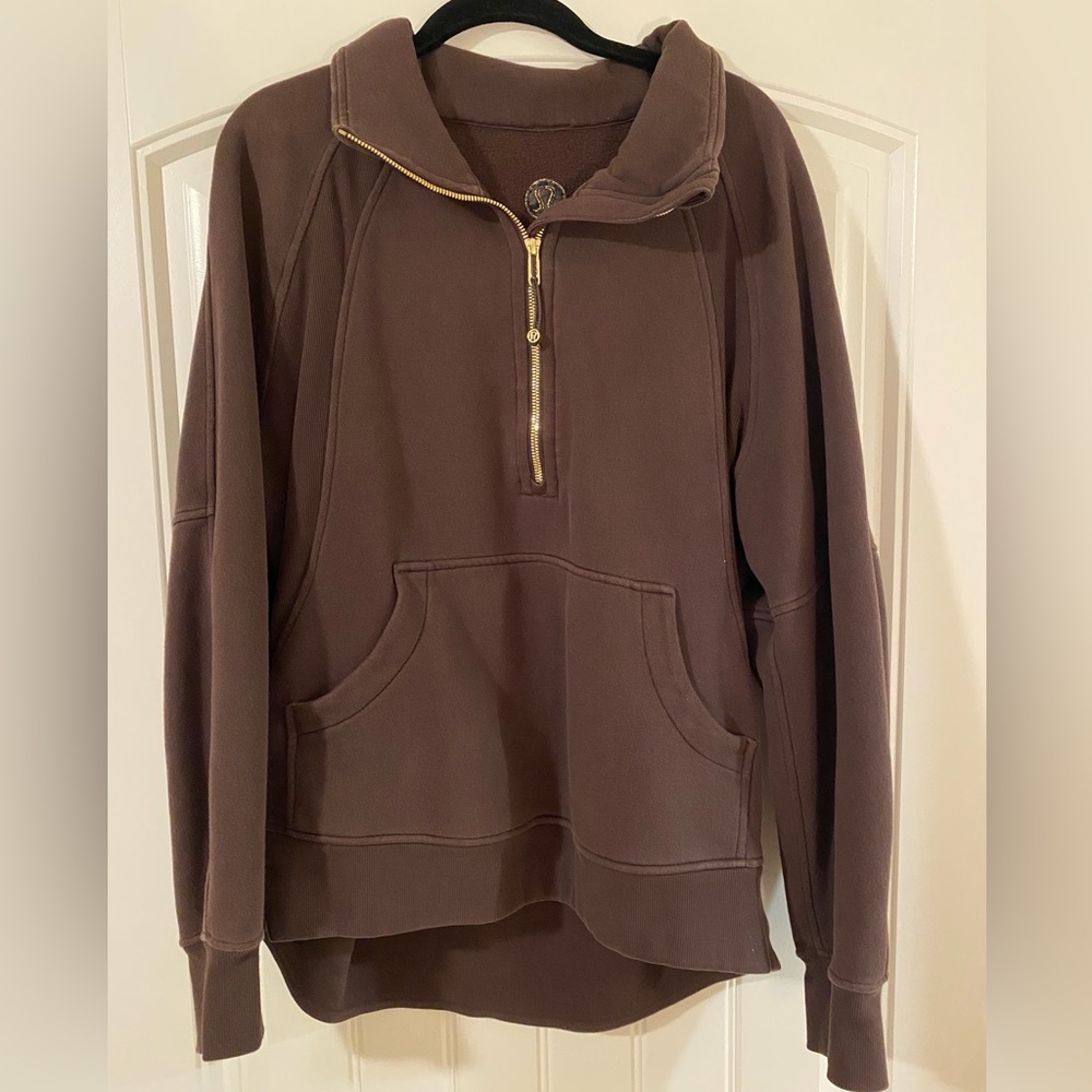 Lululemon Oversized Long Scuba, Half Zip, Brown/Gold, Size M/L